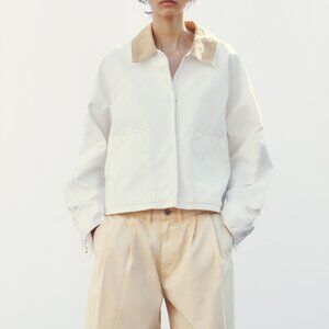 ZARA CONTRAST COLLAR WAXED JACKET NEW with Tags